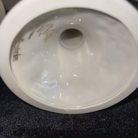 Vintage Lenox Fruits Of Life Candlesticks 1995 Ivory & Gold 6" Made In The USA - Picture 10 of 15